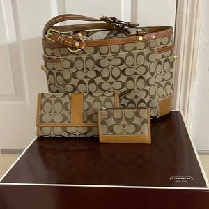 Coach Bag 11237 has small pen marks inside, comes with wallet and skinny mini